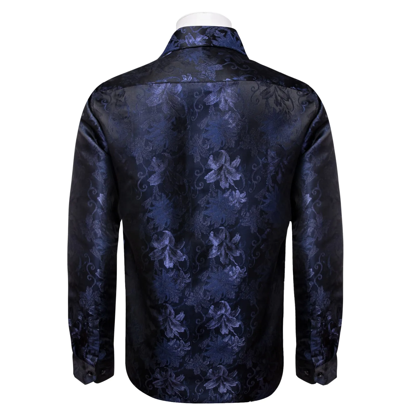 YourTies Windsor Collar Mens Top Blue Lily Floral Jacquard Dress Shirt