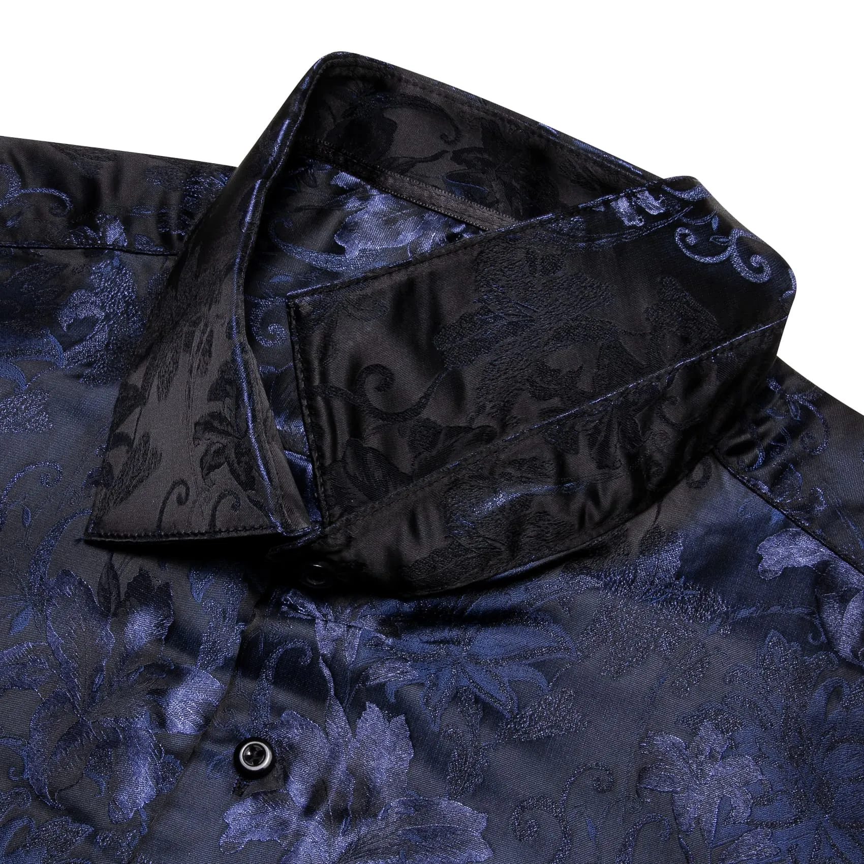 YourTies Windsor Collar Mens Top Blue Lily Floral Jacquard Dress Shirt