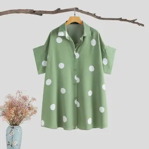 ZANZEA Women Summer Casual Half Sleeve Shirt Tops Button Up Polka Dots Blouse 4XL S4097363