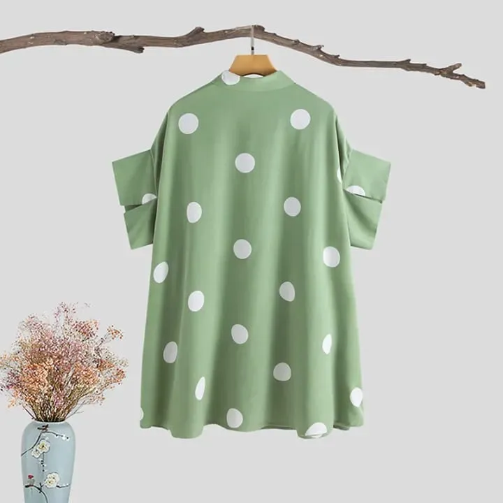 ZANZEA Women Summer Casual Half Sleeve Shirt Tops Button Up Polka Dots Blouse 4XL S4097363