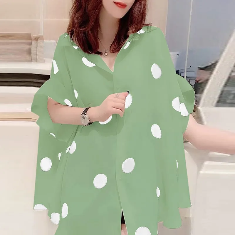 ZANZEA Women Summer Casual Half Sleeve Shirt Tops Button Up Polka Dots Blouse 4XL S4097363